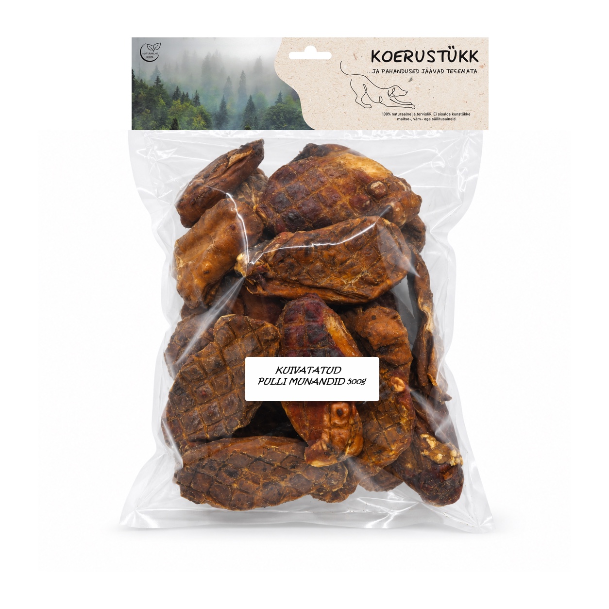 Koerustükk kuivatatud pulli munandid koerale 500g