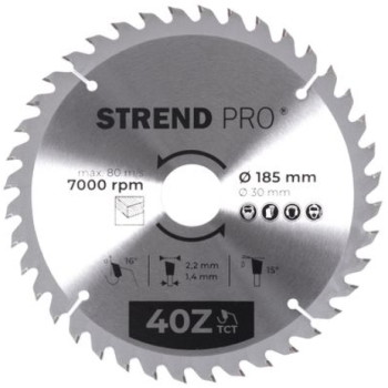 Saeketas Strend Pro TCT 185/40Tx30mm puidule