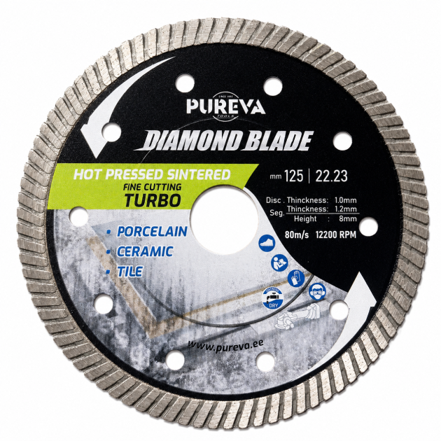 Teemantketas PUREVA TOOLS 125x1,2x22,2mm TURBO CERAMIC keraamilistele plaatidele